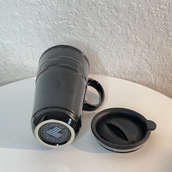 Longaberger Woven Traditions Travel Mug Vitrified Pottery with Lid. - Picture 6 of 7